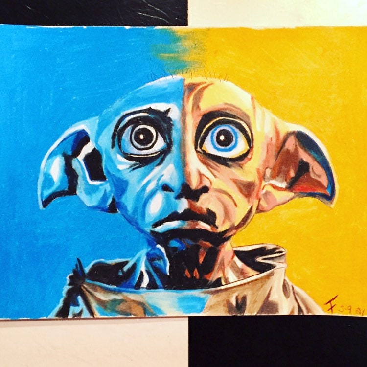 Dobby Harry Potter colored pencil drawing