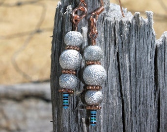 Snowball Winter Resistor and Bead Earrings, Silver and Copper, Nerdy Gift for Her,