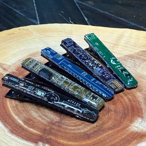 Upcycled Circuit Board Hair Clip: Handmade Tech Geek Accessory