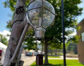 Ornament, Steampunk Hot Air Balloon, Recycled Tech, Handmade, Cosplay, Upcycled/Recycled, Gift for Artist, Dirigible