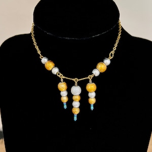 Wearable Tech - Upcycled/Recycled Resistor and Gold/Silver Bead Necklace and Earrings, Handmade Electronic Jewelry, Gift for engineer