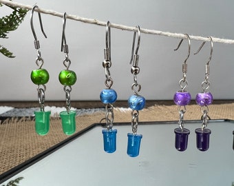 Upcycled LED Perlen-Ohrringe: Handgemachter Tech Schmuck