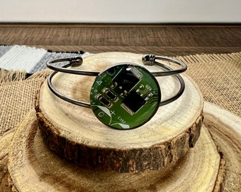 Upcycled Circuit Board Bracelet: Handmade Wearable Tech Jewelry