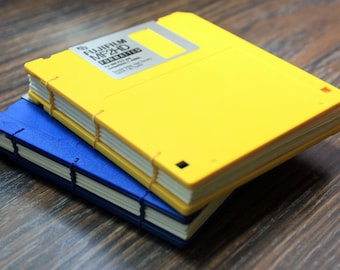 3.5 inch Hand bound Floppy Disk Blank Notebook/Journal/Sketchbook, Coptic Bound Journal