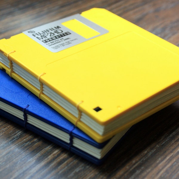 3.5 inch Hand bound Floppy Disk Blank Notebook/Journal/Sketchbook, Coptic Bound Journal