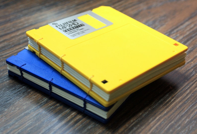 3.5 inch Hand bound Floppy Disk Blank Notebook/Journal/Sketchbook, Coptic Bound Journal image 1