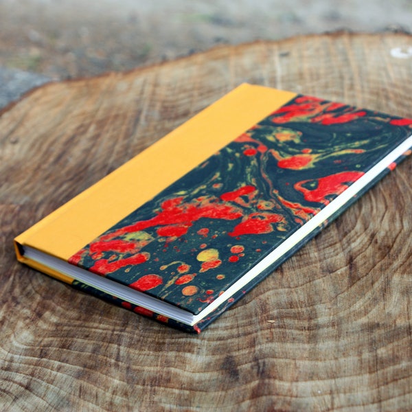 4x6 inch Black Marbled Cover Blank Notebook/Journal/Sketchbook, Hand bound Case Bound Journal