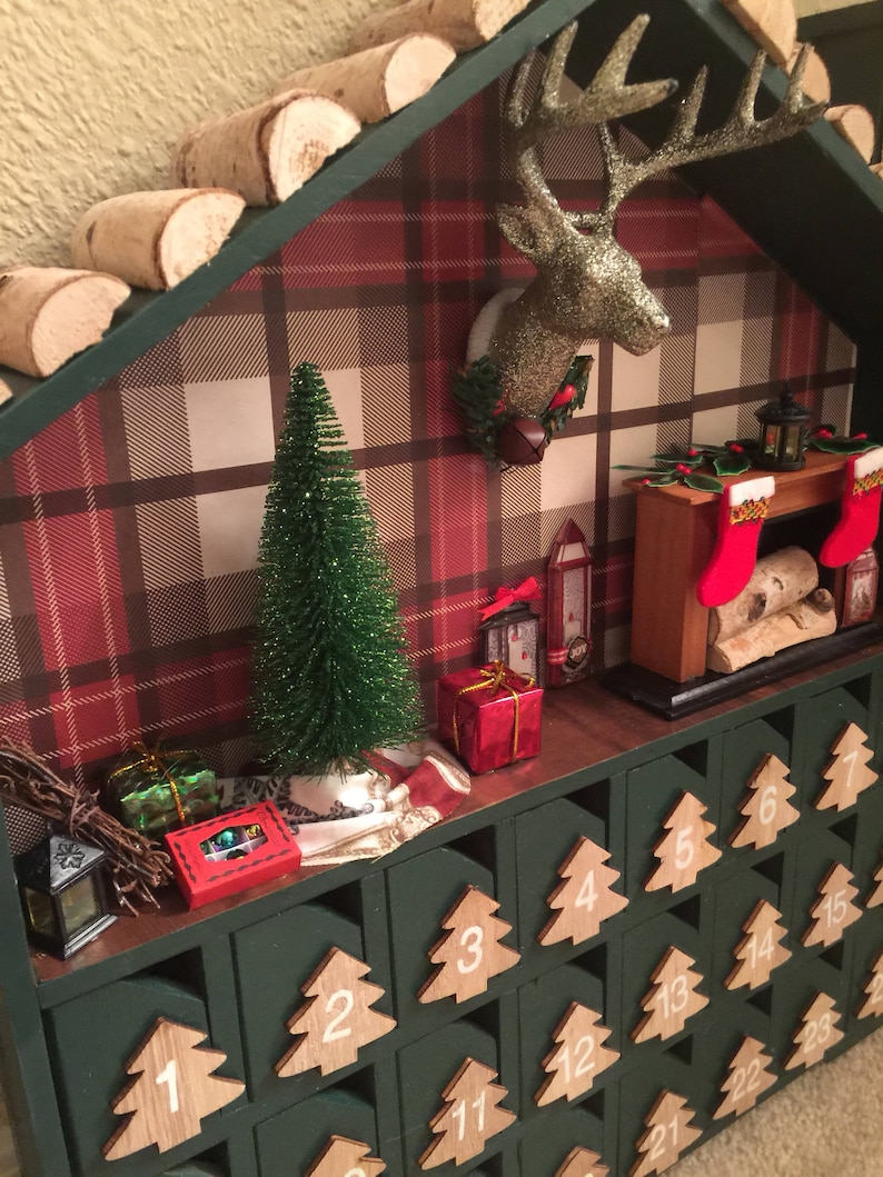 Cabin Advent Calendar Christmas Countdown Log Cabin Holiday Etsy