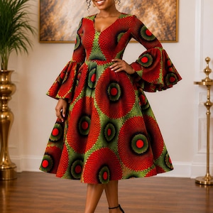 church african dresses for ladies ankara dress/african dress for women/church dress/african print dress/trendy african dress/beautiful african fashion wear/African flare dres