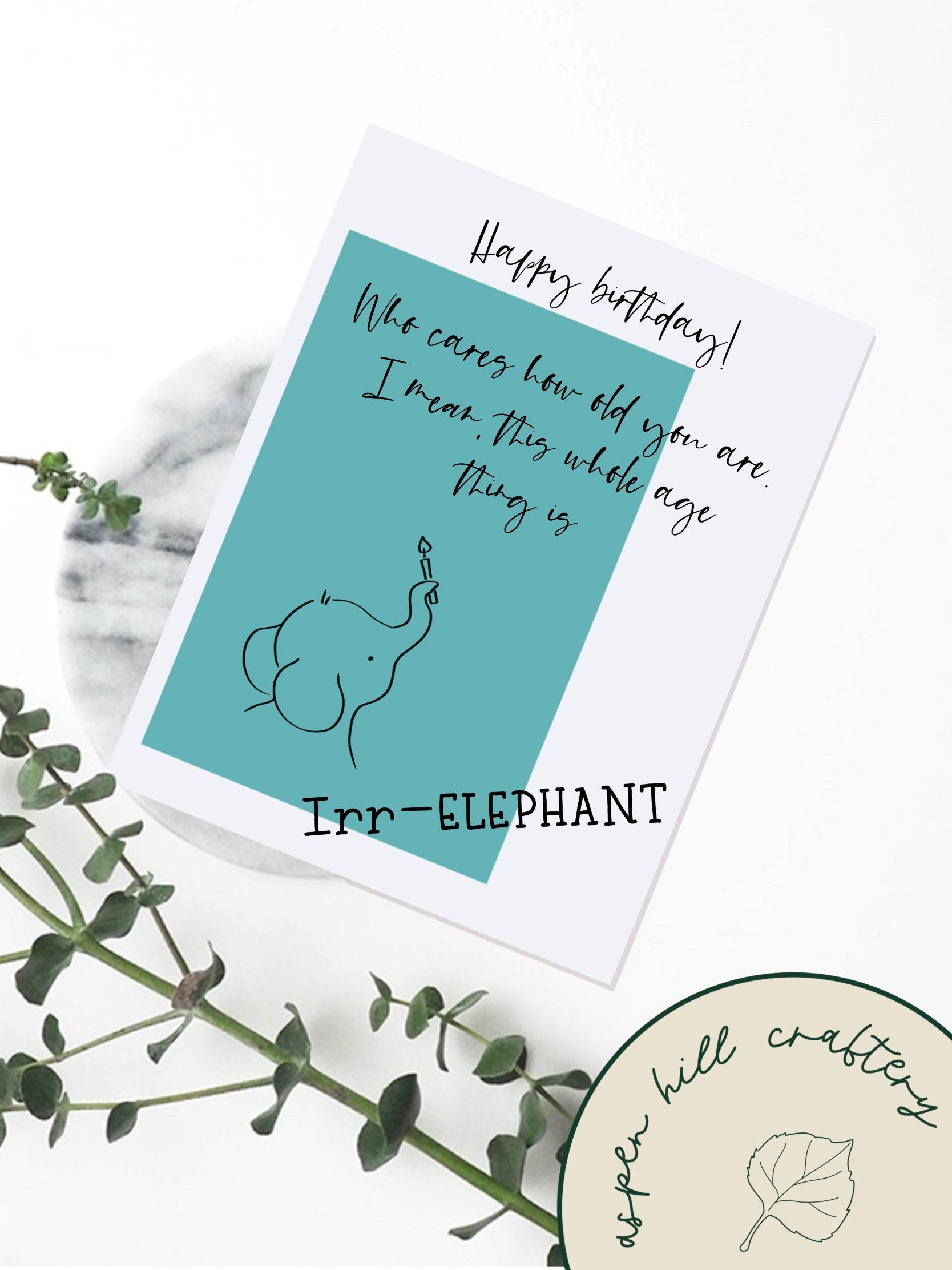 Funny Elephant Birthday Card Irrelephant Age Pun Punny Etsy UK