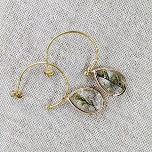 Unique leaf hoop earrings stainless steel acrylic Christmas tree pine