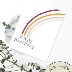 Carte d’anniversaire minimale, minimaliste, arc-en-ciel monochrome, carte arc-en-ciel, art monochrome, cartes monochromes, carte d’anniversaire, pour lui, pour elle