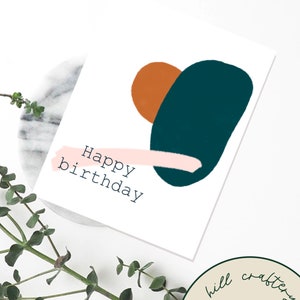Carte d’anniversaire minimale, minimaliste, formes géométriques, carte abstraite moderne, joyeux anniversaire, carte d’anniversaire, pour lui, pour elle