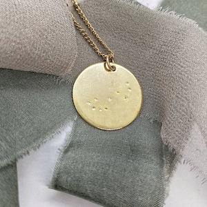 Scorpio | hand stamped, gold plated constellation charm necklace | Zodiac | astrology, star sign coin necklace | minimal jewelry