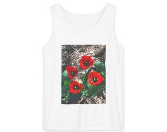 Red Tulip Photo Tank Top | Floral Spring Botanical Photography