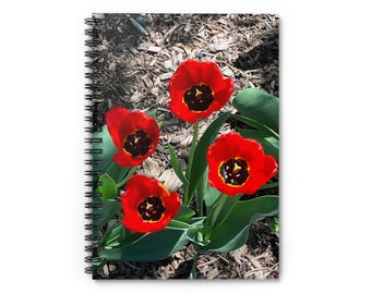 Red Tulips Photo, Spiral Notebook - Ruled Line