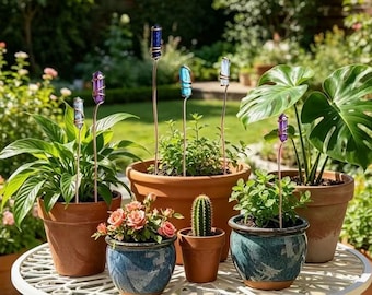 Natural Stone and Crystal Handmade Copper Plant Stakes