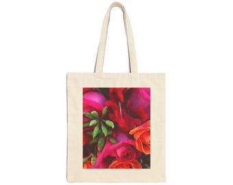 Vibrant Rose Bouquet, Cotton Canvas Tote Bag
