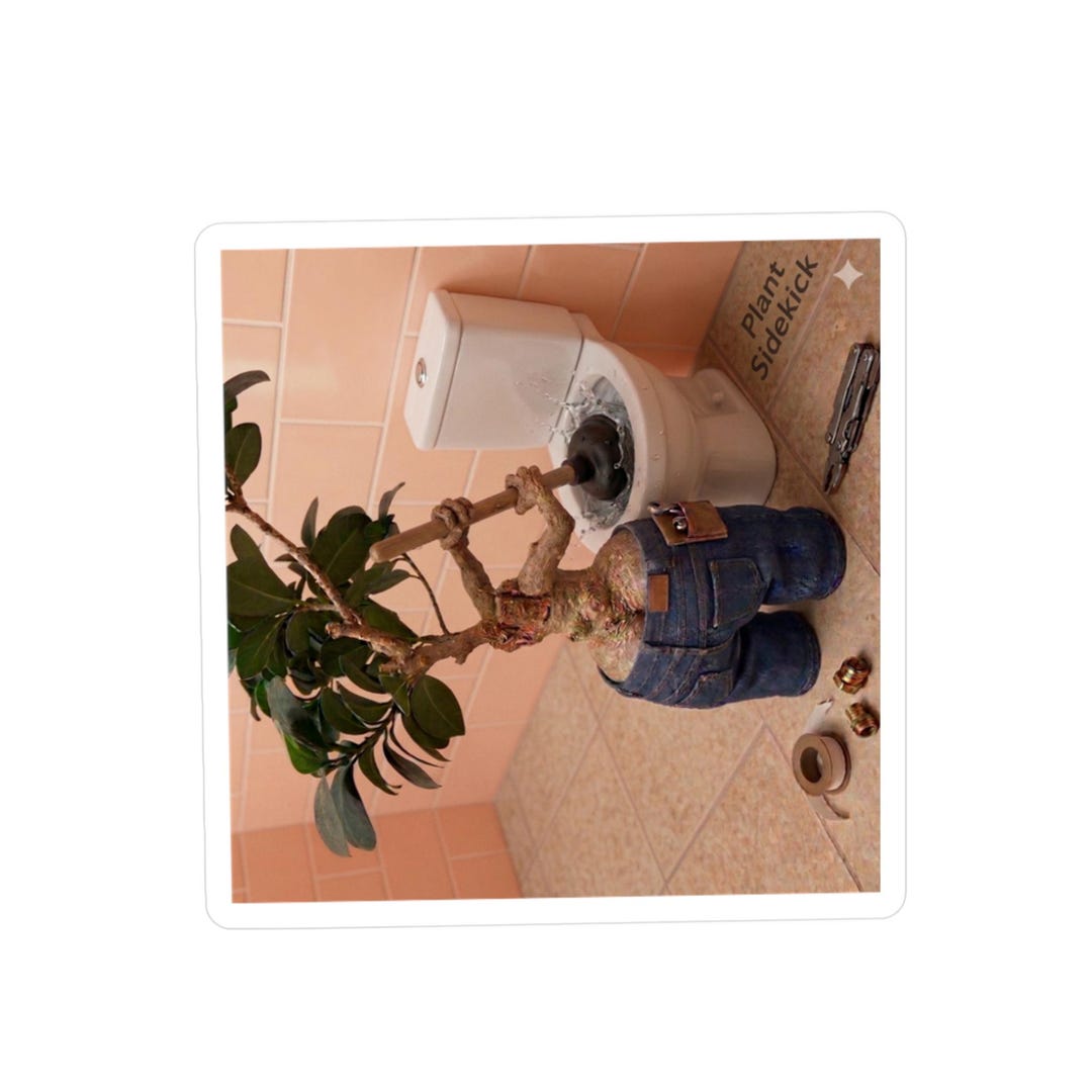 Overalls Sticker Potted Plant in Overalls Sticker | Kiss-cut Vinyl Decal - Etsy