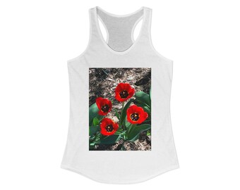 Red Tulips, Women's Ideal Racerback Tank