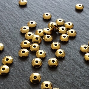 20 or 100 Gold Tone 6mm Plain Flying Saucer Shaped Spacer Beads 6x2mm Nickel FREE