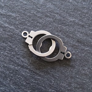 1 or 5 Stainless Steel Handcuff Connector Charms Silver Tone 28x12mm