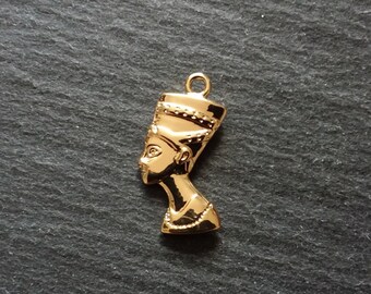 2 or 10 Real 14K Gold Plated Ancient Egyptian Nefertiti Charms 23x13mm Nickel FREE