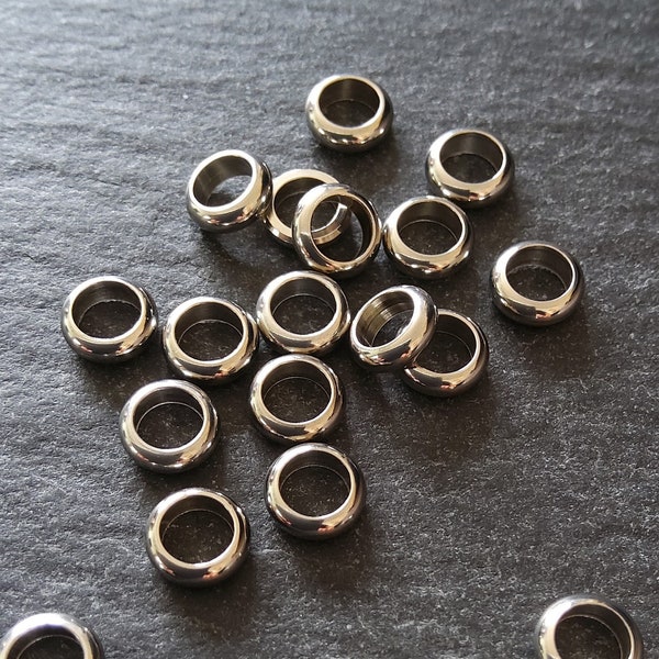 10 or 50 Stainless Steel 6mm Solid Round Closed Ring Spacer Beads 6x2mm. Hole: 4mm
