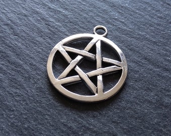 6 or 30 Pentagram Pendants Antique Silver Tone 29x25mm. Nickel FREE