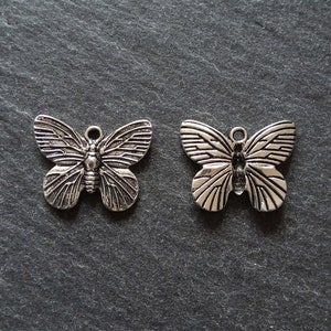 10 or 50 Beautiful Butterfly Charms Antique Silver Tone 18x15mm