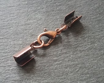 Antique Copper FOLDING Crimp End Sets for 3.5mm Flat Cord with or without Extender Chain