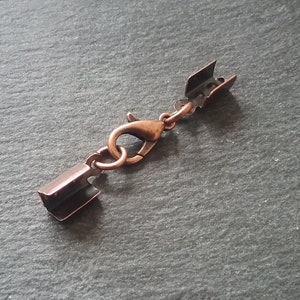 Antique Copper FOLDING Crimp End Sets for 3.5mm Flat Cord with or without Extender Chain