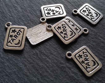 6 or 30 Tarot Card Charms Antique Silver Tone 18x14mm