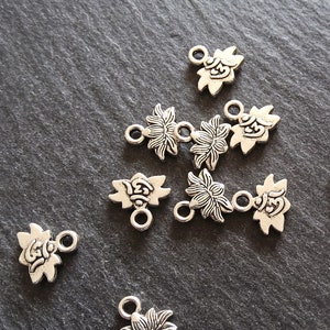 20 or 100 Antique Silver Tone Ohm Lotus Flower Charms 11x10mm