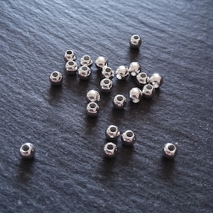 10 or 50 925 Sterling Silver Plated Solid Brass 4mm Smooth Round Ball Spacer Beads 1.2mm Hole