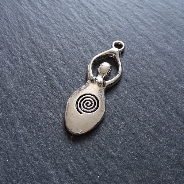 4 or 20 Silver Tone Spiral Goddess Pendants 39x13mm