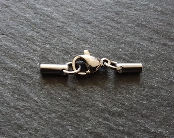 5 or 25 Sets Stainless Steel Rounded End Caps for 1.5mm Cord with Lobster Clasps (1.8mm end caps)