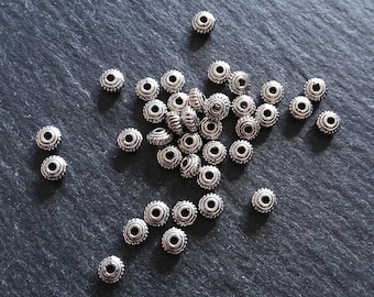 60 ou 300 perles d'espacement pour roue, ton argent vieilli, 5 mm de diamètre, style balinais 5 x 3 mm