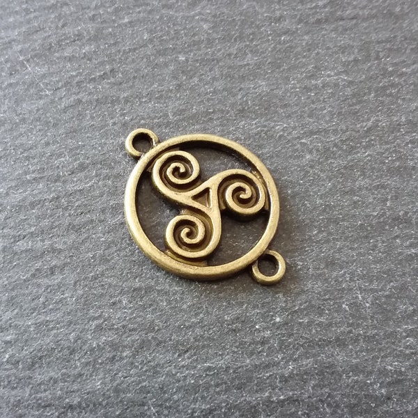 6 ou 30 triple spirale triskelion connecteur celtique charmes ton bronze antique rond 28x20mm