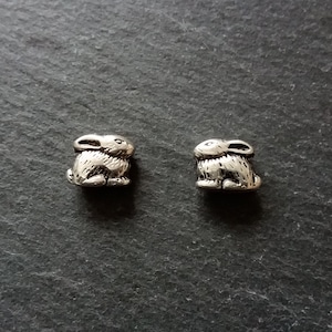 6 or 30 Rabbit Beads Antique Silver Tone 10x8mm