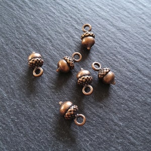 8 or 40 Acorn Charms Antique Copper Tone 14x7mm