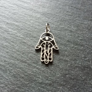 2 or 10 Stainless Steel Hamsa Hand / Hand of Fatima Charms Flat 21x13mm