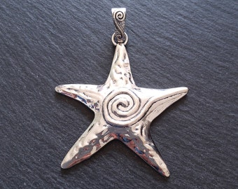 Large Starfish Pendant Silver Tone 76x56mm. Nickel FREE