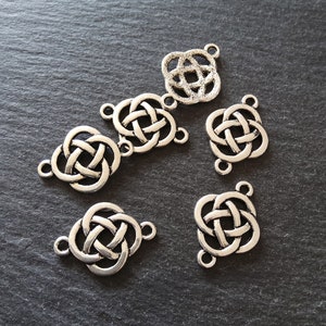 6 or 30 Sterling Silver Plated Celtic Knot Connector Charms 25x18mm Nickel FREE Alloy