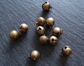 10 or 50 Antique Bronze Tone 10mm Brass Bells Bell Charms 13x10mm