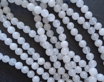 8.3mm Natural White Jade Round Beads Full 16 inch strand (WJ8-12)