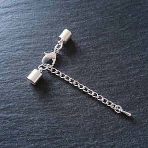 5 or 25 Silver Plated End Cap Sets for 5mm Cord with or without Extender Chain (5.5mm caps)