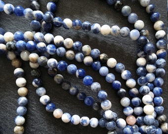 6mm to 6.5mm Natural Sodalite Undyed Gemstone Beads Full 15 inch Strand