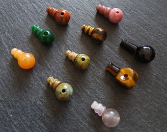 3 Sets Natural Gemstone Guru Beads, 10mm Mala Beads, Three-Hole Shape
