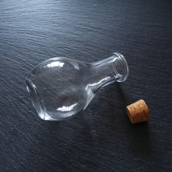 1 or 5 Large Clear Glass Bottles with Cork Stopper 55ml Size 88x49mm